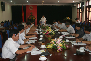 Đồng chí Bùi Văn Cửu, Phó Chủ tịch Thường trực UBND tỉnh phát biểu kết luận hội nghị.